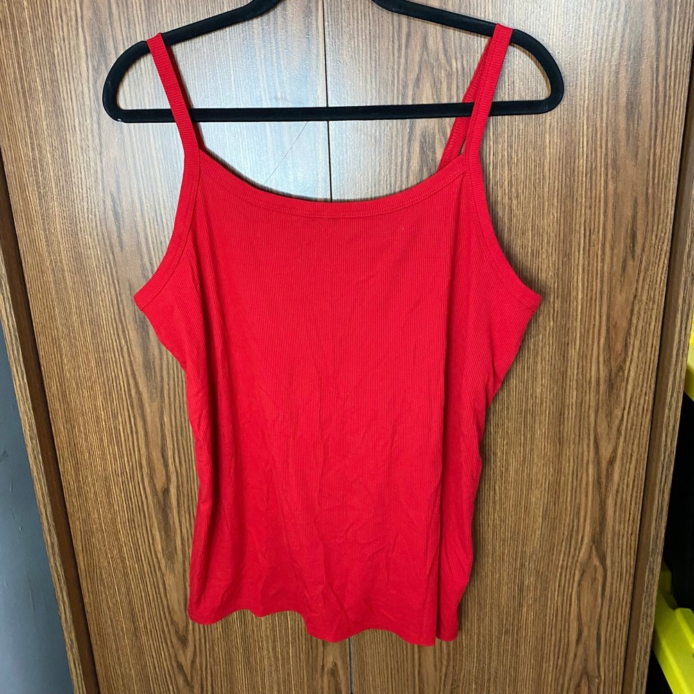 No Boundaries Tank Top Womens XXL Red Ribbed Knit Cami Stretch Basic